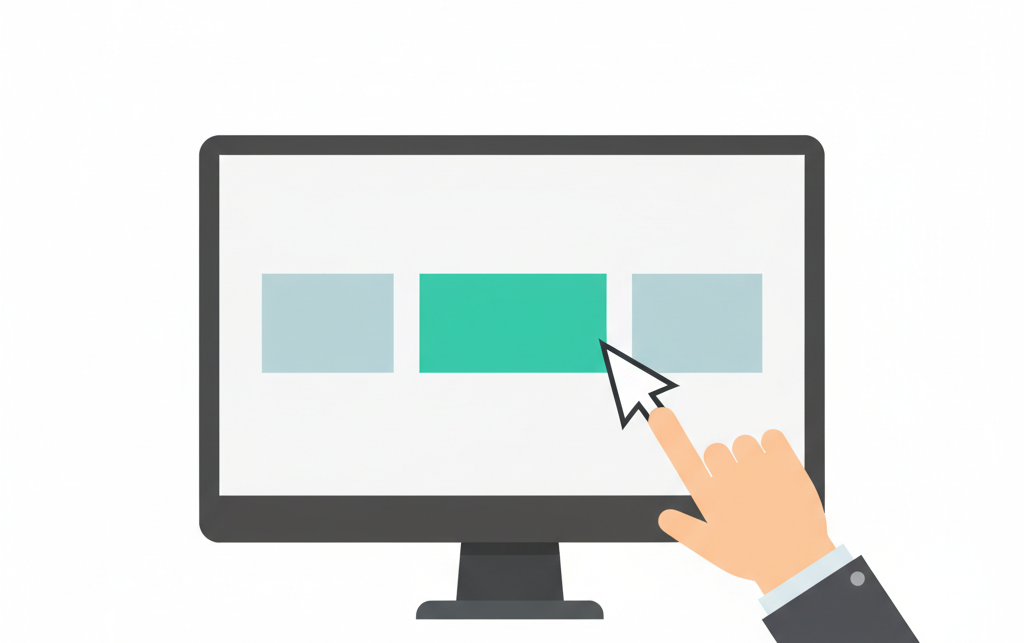 A vector illustration showing a cursor selecting the middle pricing tier, demonstrating psychological startup pricing strategy.