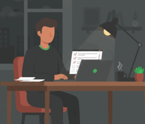 A founder preparing for startup due diligence by reviewing a checklist.